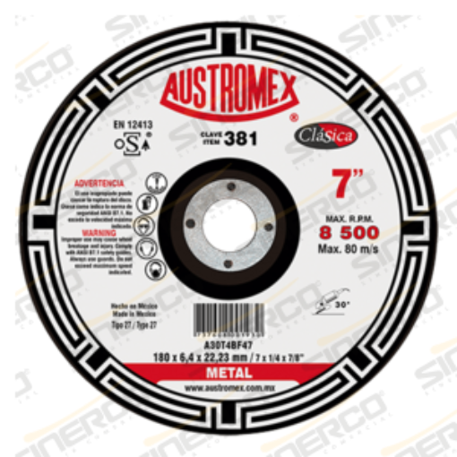 Imagen de 381 DISCO DESBASTE CLASICA METAL 7X1/4X7/8"