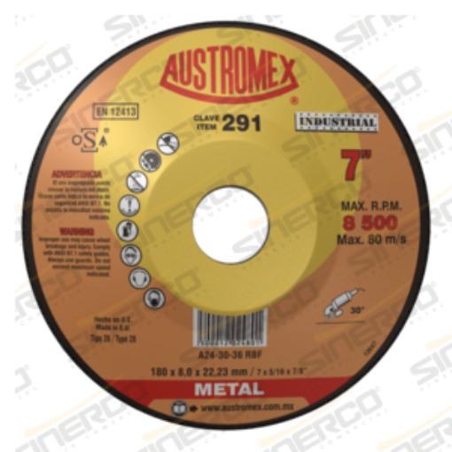 Imagen de 291 DISCO DESBASTE FUNDICION IND. 7"X5/16"X7/8"