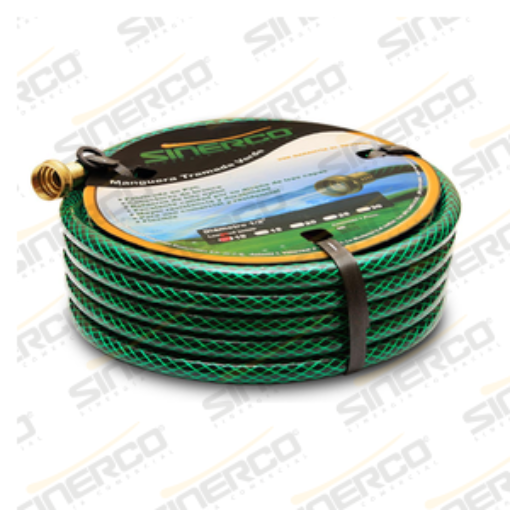 Imagen de MANGUERA TRAMADA VERDE 1/2" X 30 MTS. CONEX. LATON