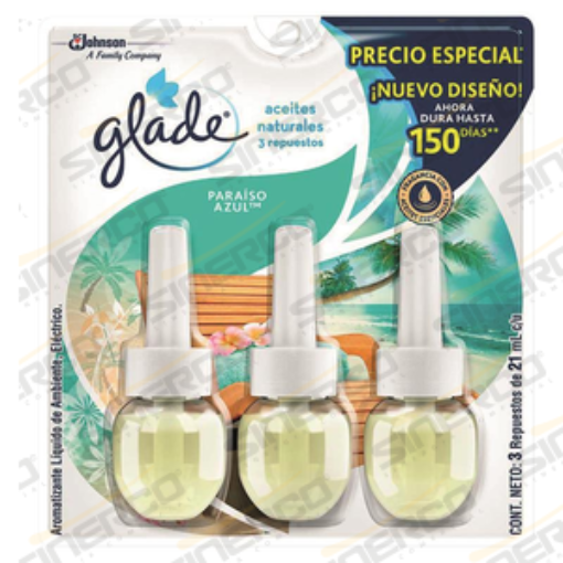 Imagen de GLADE PLUG INS ACEITES NAT 3PK 21ML PARAISO AZUL