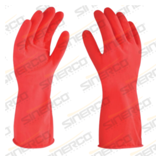 Imagen de GUANTE LATEX FLOCADO ROJO 13" LARGO TALLA 8-8 1/2