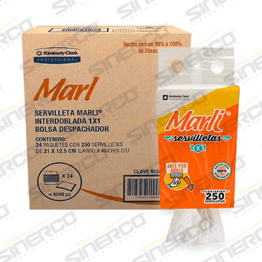 Imagen de KCP 91663 MARLI SERVILLETA INTERDOBLADA BOLSA DESPACHADORA 24PAQUETES CON 250 SERVILLETAS